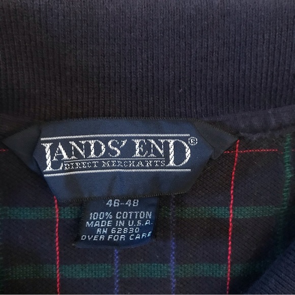 Vintage Lands End Polo Shirt Mens Size XL Dark Navy Blue USA Made Short Sleeve - Picture 4 of 8